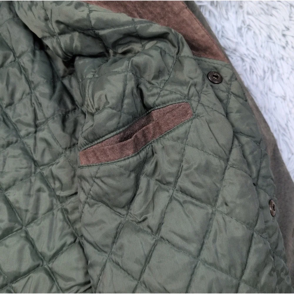 Basic Editions Jacket Mens S Brown Green Leather Suede Varsity Coat Pockets